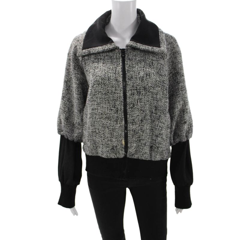 Insight Womens Bomber Jacket Black Collared Zip Polyester Size 14
